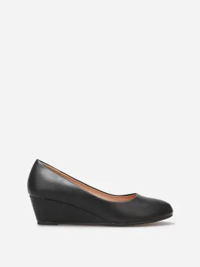 Ballerines compensées à bout rond grandes tailles- Noir